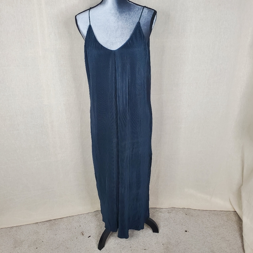 ♤♤ Avery the Label Vintage 80s Forest Green Satin Ribbed Slip Dress Size 8